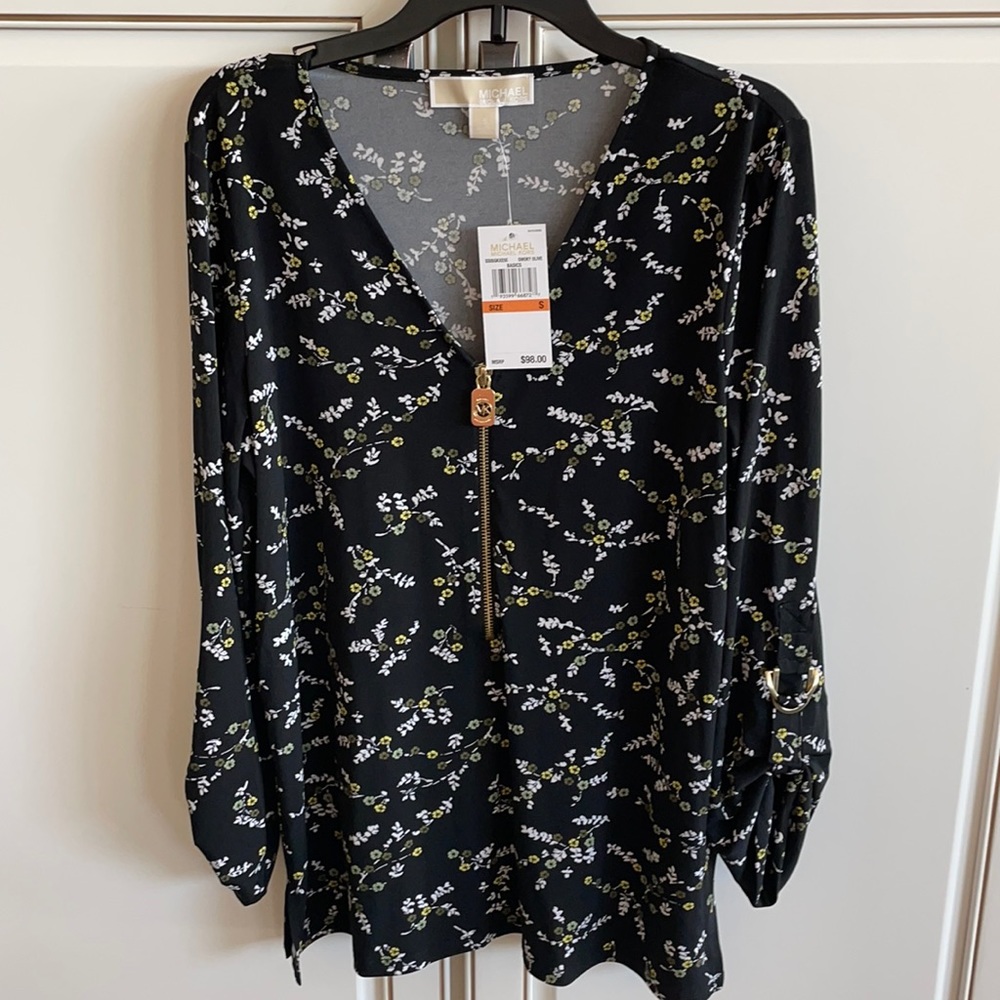 NWT Michael Michael Kors 3/4 sleeves zip top